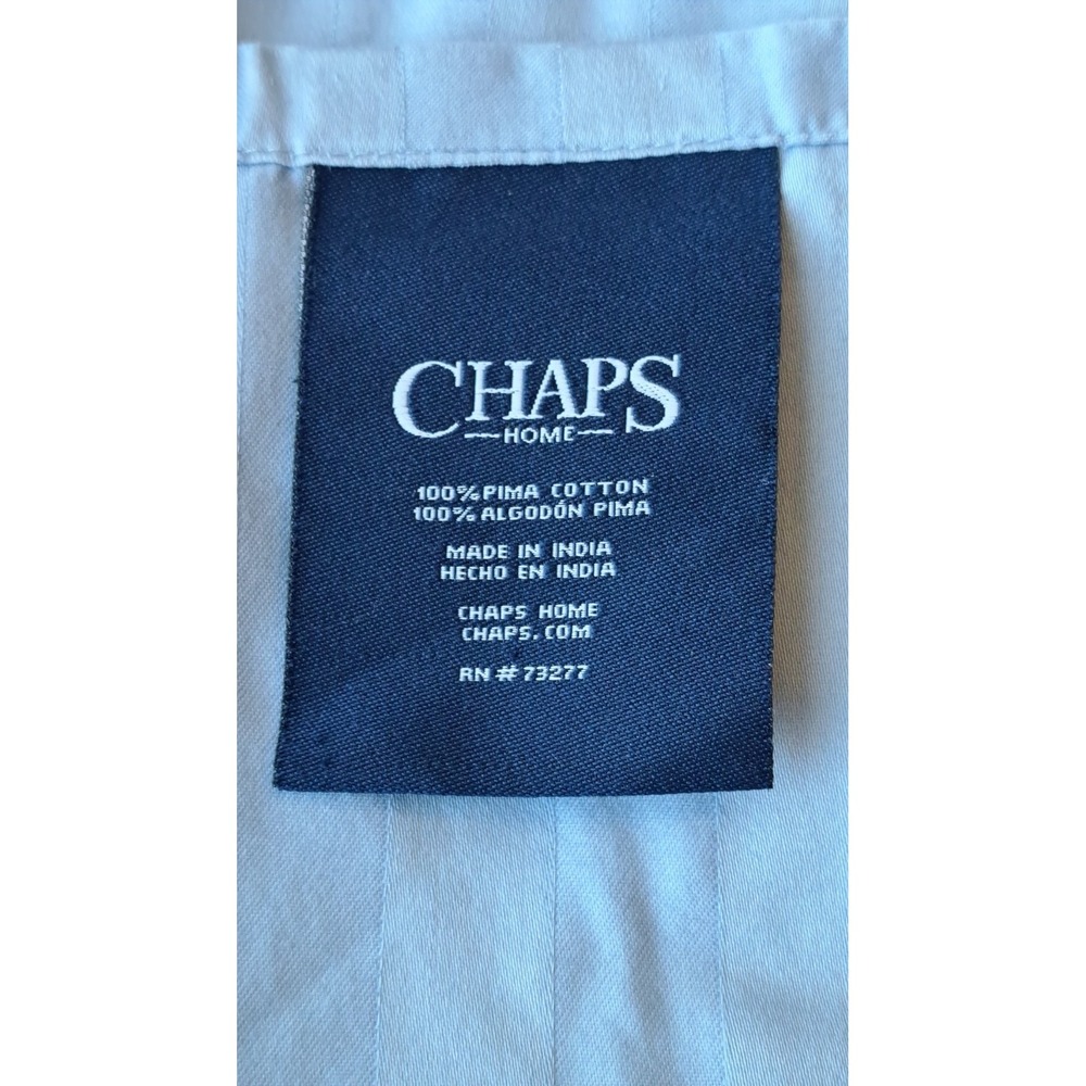 Chaps 100% Pima Cotton Blue Sateen 500TC Sheet Set Flat Fitted Deep Pocket Queen